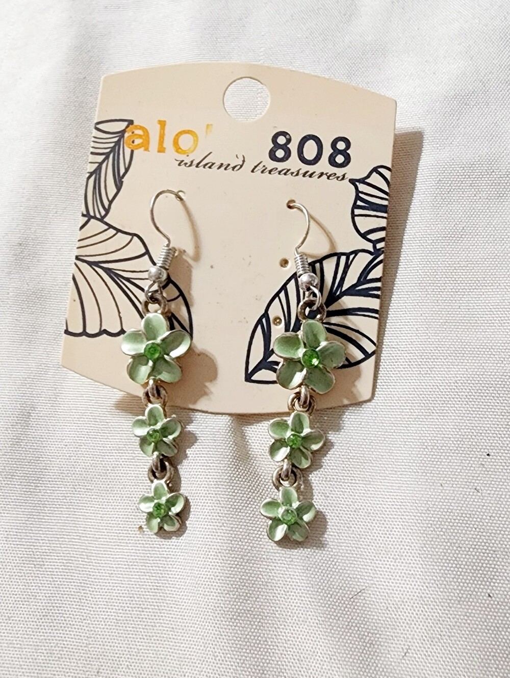 Green Floral Dangle Earrings